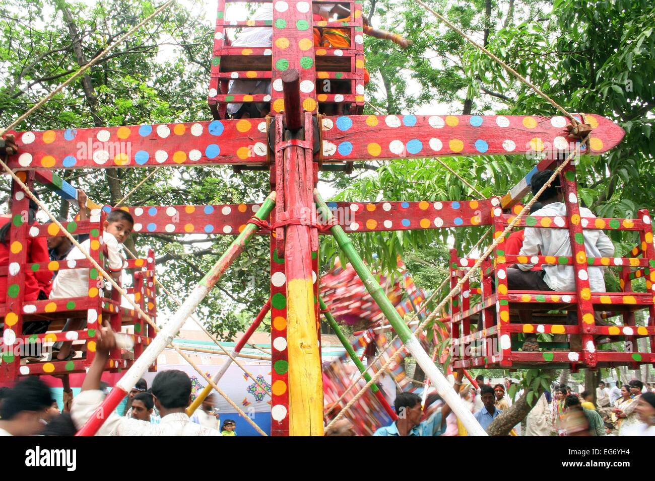A Ferris wheel, locally known as 'Charka', at a fair, in Dhaka city..  First day of Baisakh is celebrated as a Bangla new year b Stock Photo