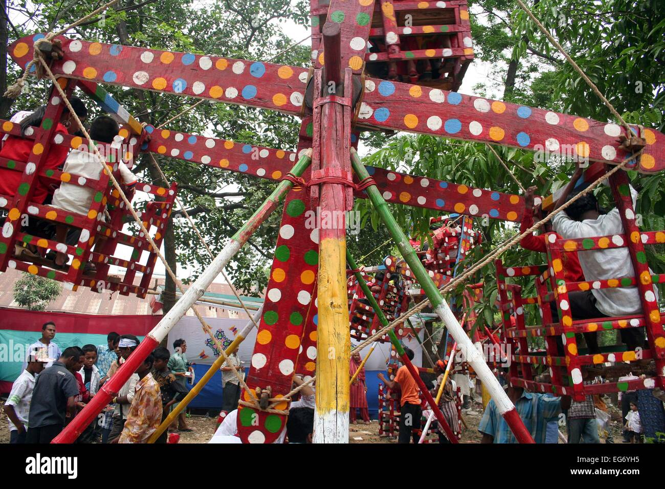 A Ferris wheel, locally known as 'Charka', at a fair, in Dhaka city..  First day of Baisakh is celebrated as a Bangla new year b Stock Photo