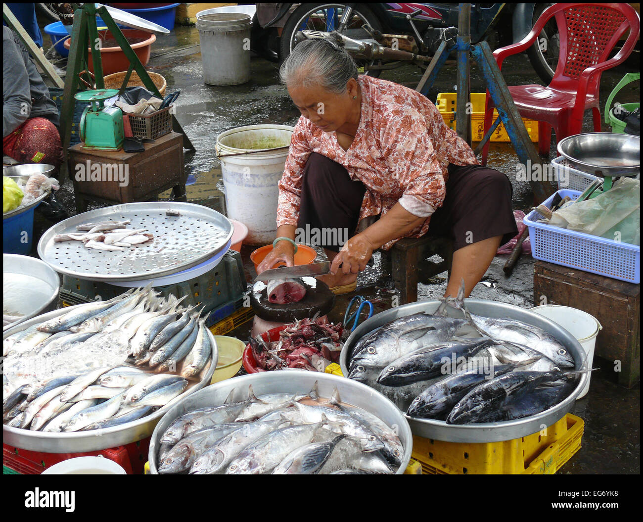 Marketplace in Vietnam. Stock Photo