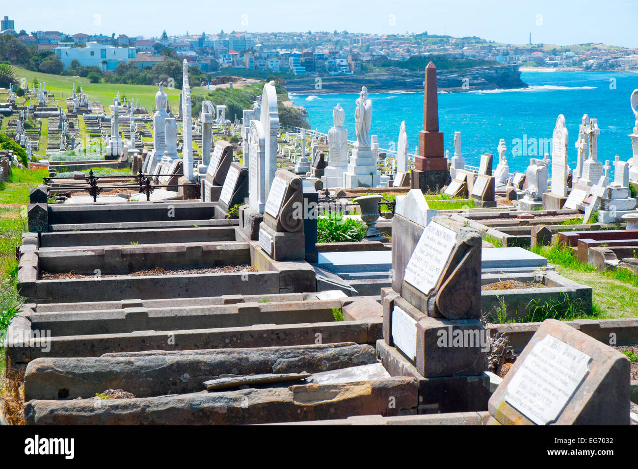 Waverley cemetery on the cliff tops at Bronte, eastern suburbs,Sydney,australia Stock Photo