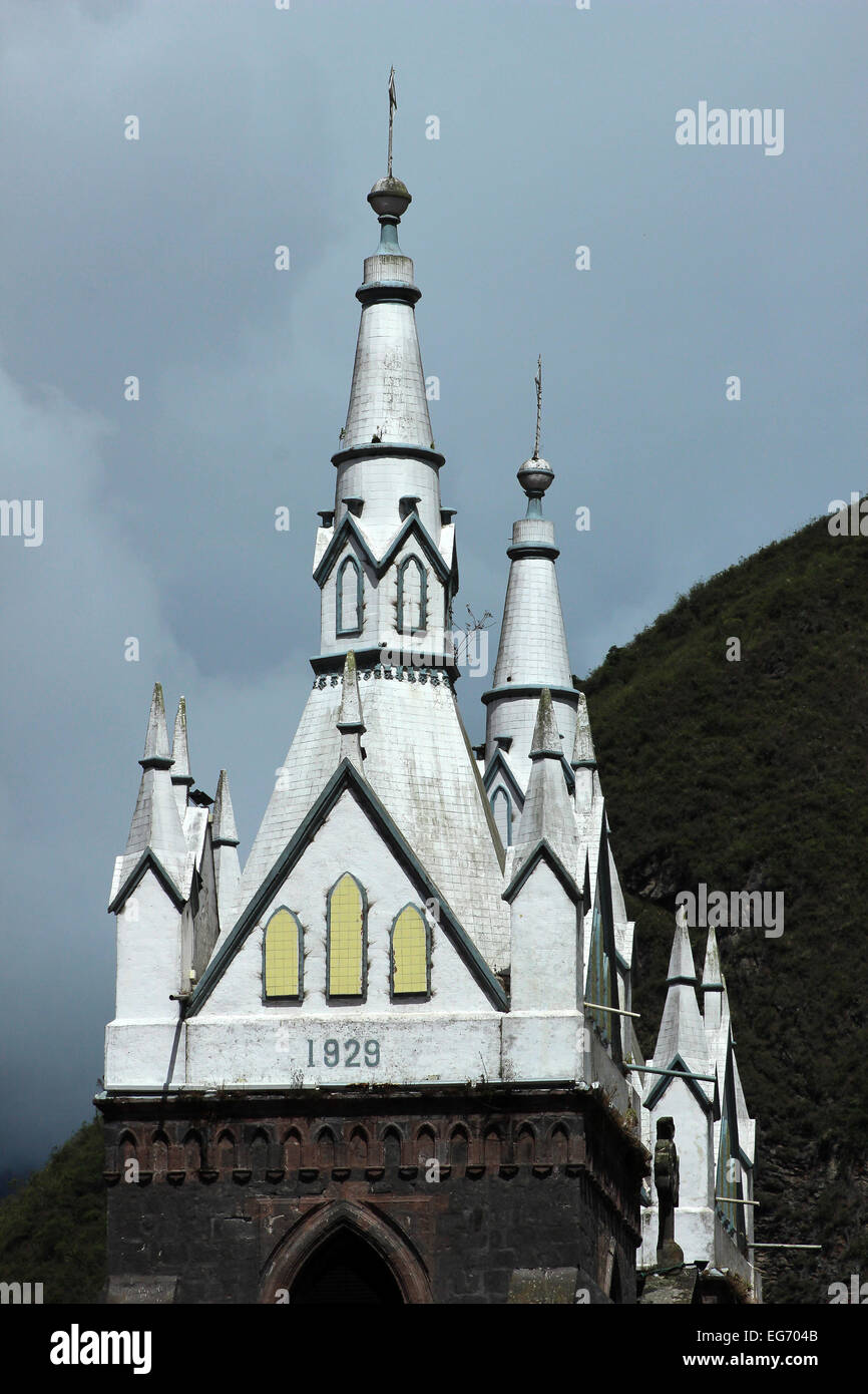 The church and monastery in Banos, Ecuador Stock Photo