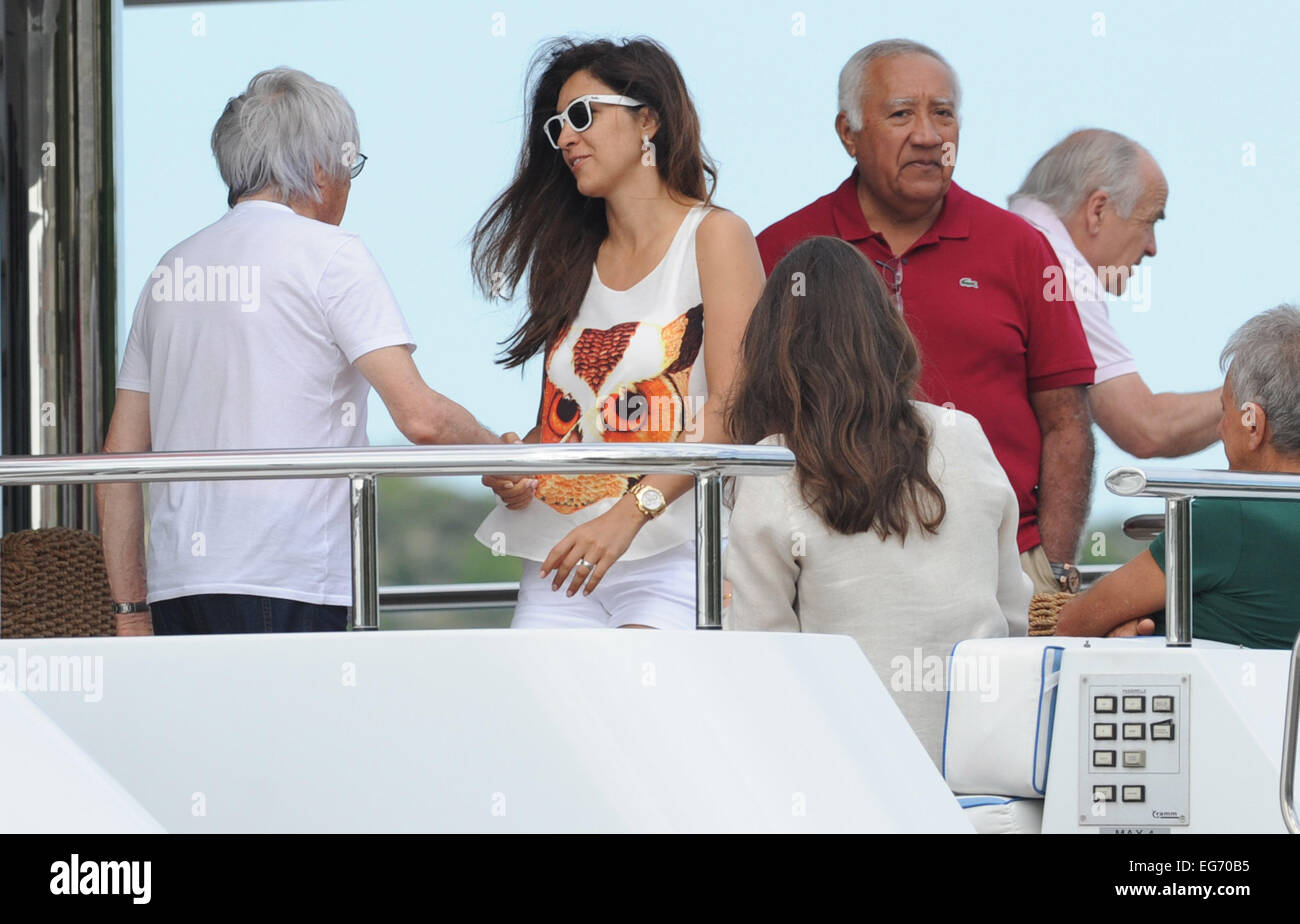 Bernie Ecclestone and his wife Fabiana Flosi spend time with friends on their Petara yacht  Featuring: Bernie Ecclestone,Fabiana Flosi Where: Sibenik, Croatia When: 16 Aug 2014 Stock Photo