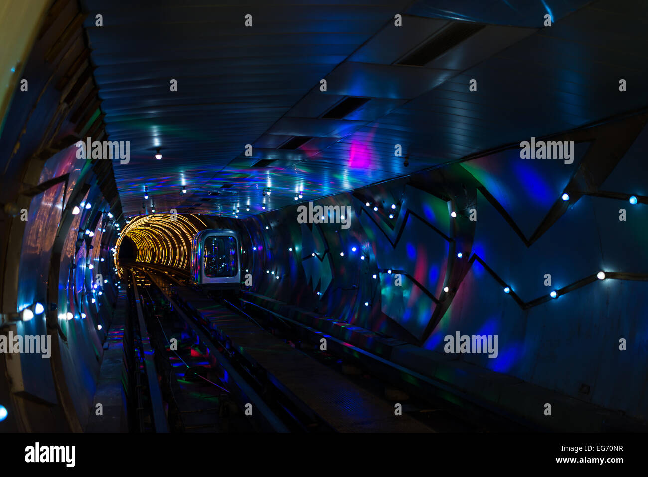 Bund Sightseeing Tunnel at the city of Shanghai in popular republic of China Stock Photo