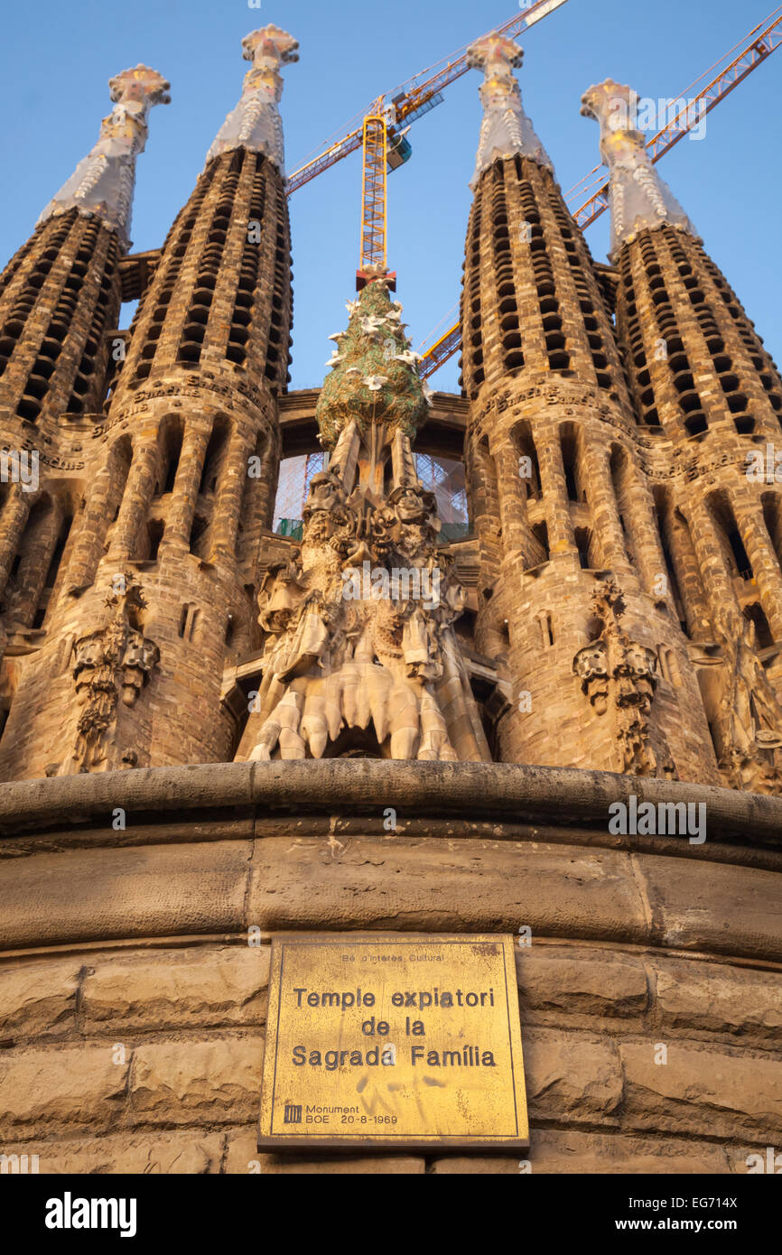 Barcelona, Spain - August 26, 2014: La Sagrada Familia, the cathedral designed by Antoni Gaudi, which is being build since 19 Ma Stock Photo