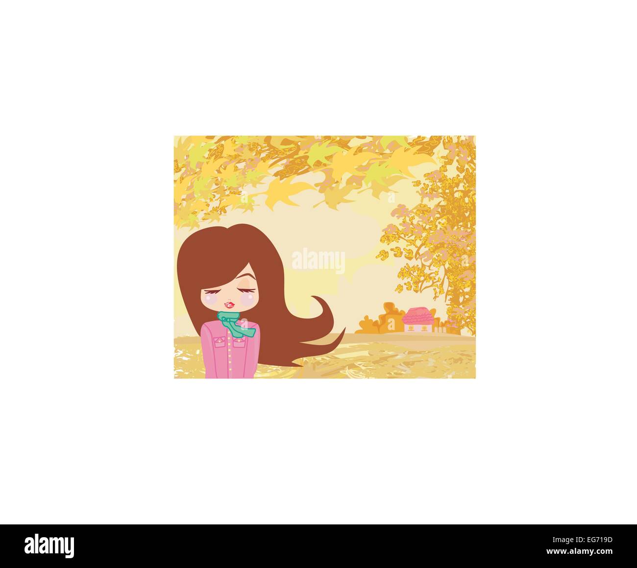 beautiful girl in autumn Stock Vector