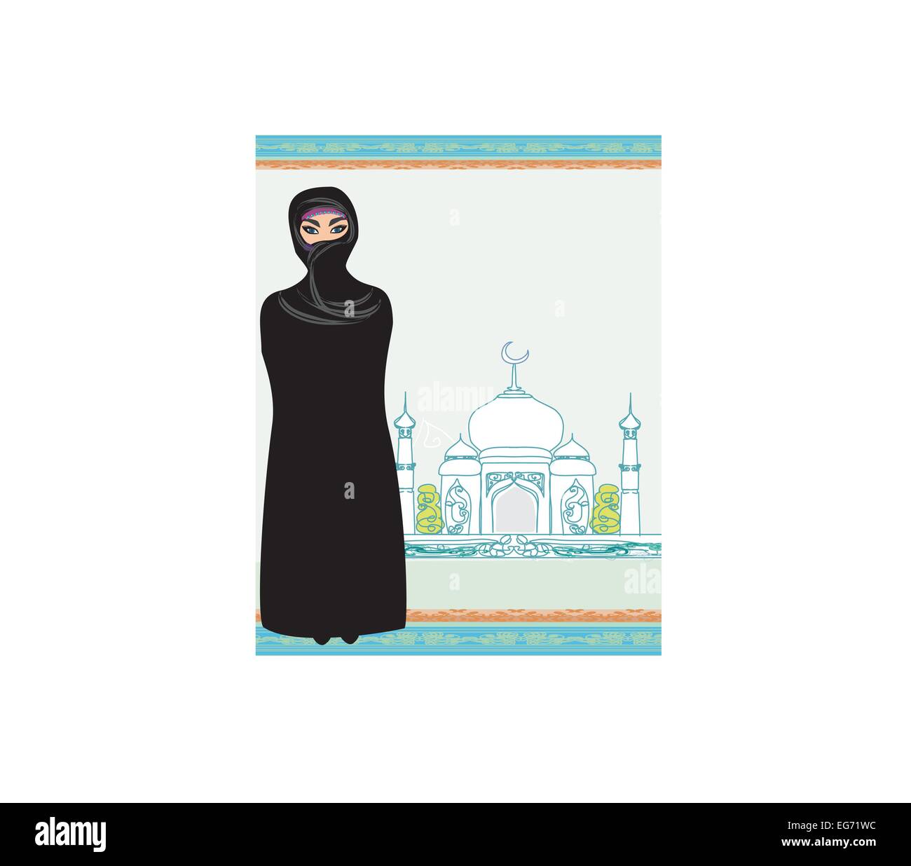 beautiful muslim women on mosque background Stock Vector Image & Art ...