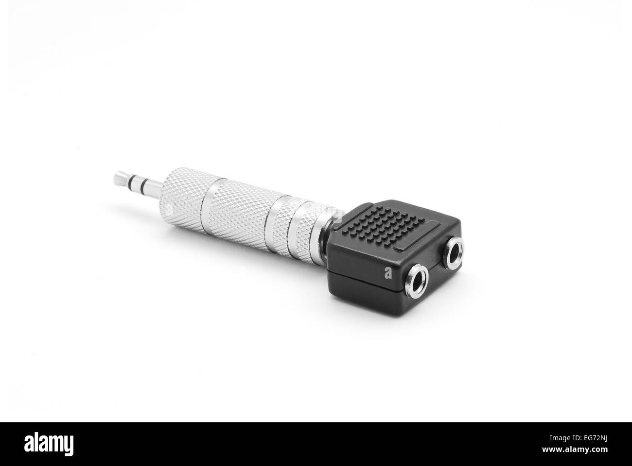 audio jack adapter single to double output Stock Photo
