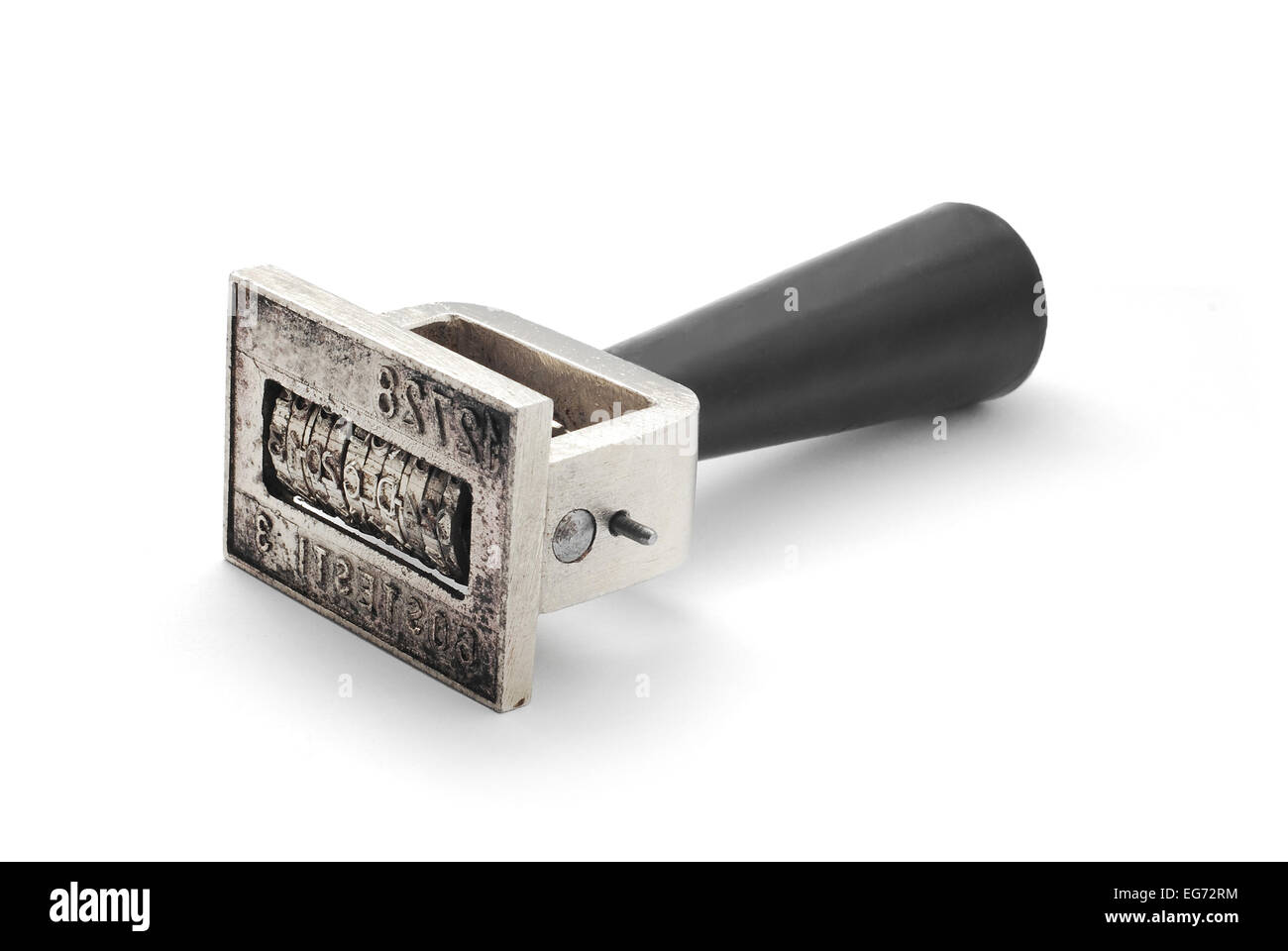 old date stamper on white Stock Photo Alamy