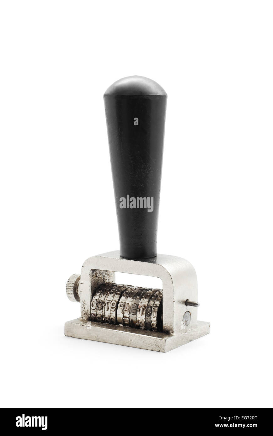 old date stamper on white Stock Photo Alamy