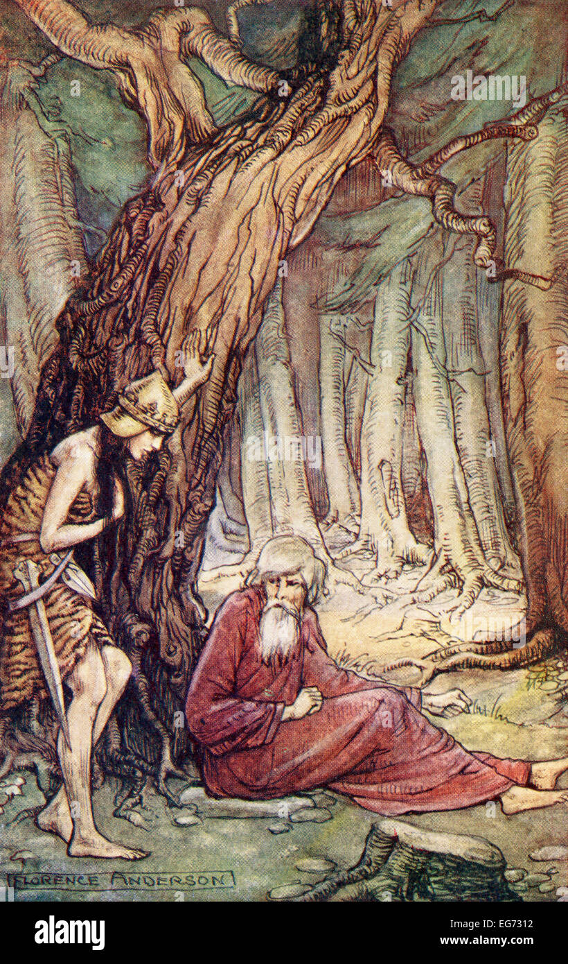 After the illustration by Florence Anderson entitled Boadicea and the Druid, from the poem Boadicea by William Cowper. Stock Photo