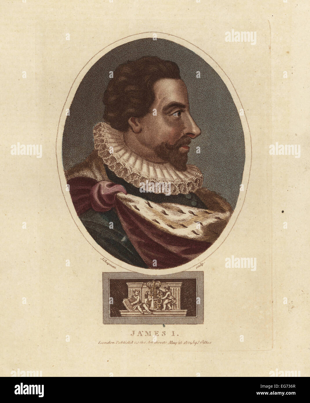 Portrait of King James I (1566–1625), King of England and Scotland. Stock Photo