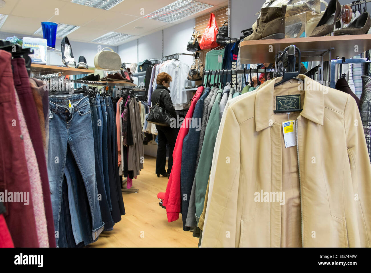 The interior of a charity shop. Stock Photo