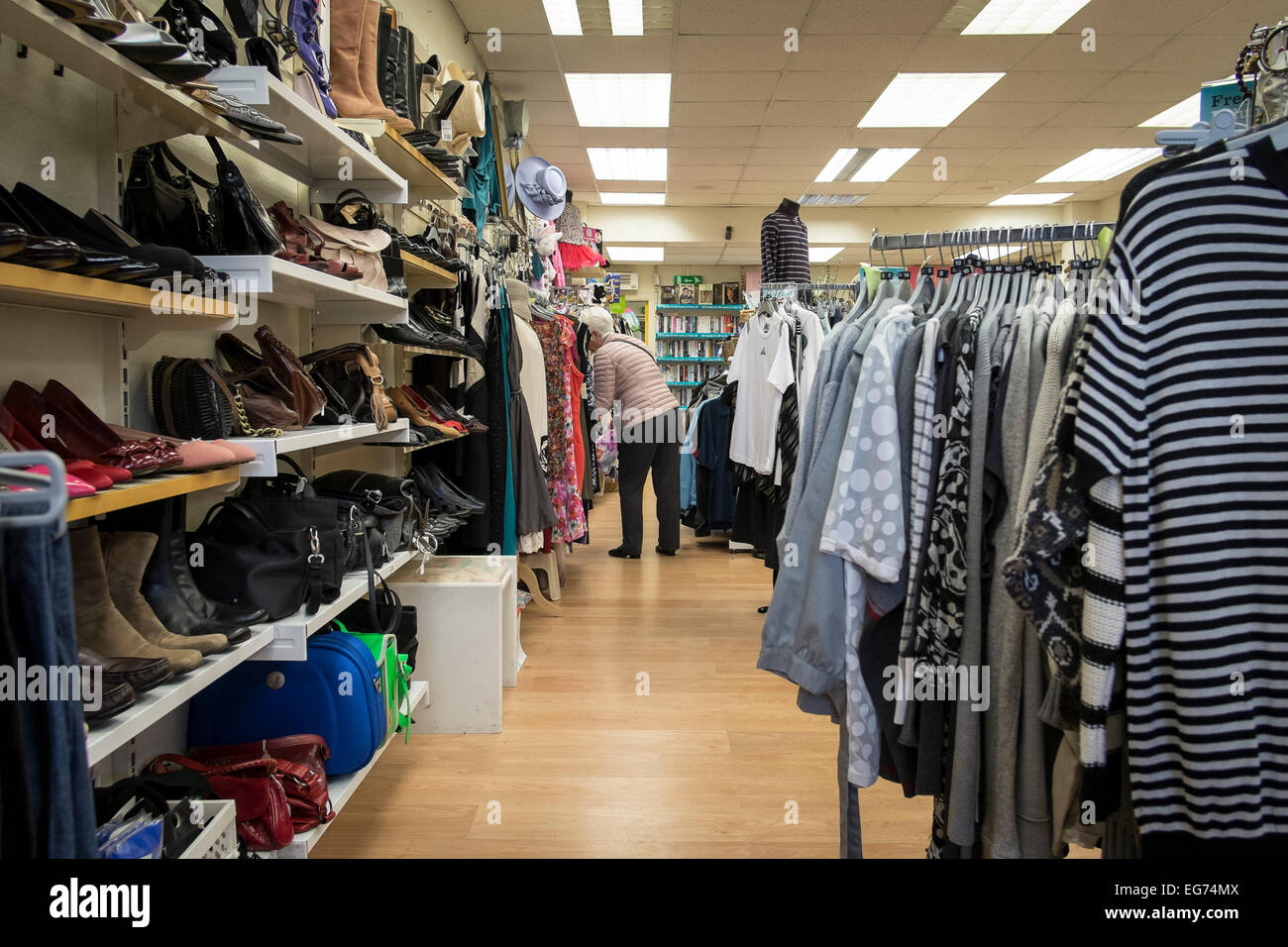 The interior of a charity shop. Stock Photo