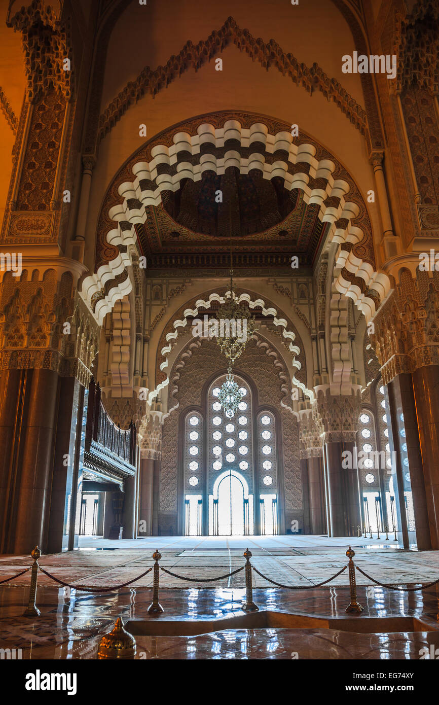 The interior of Great Hassan II Mosque in Casablanca, Morocco Stock Photo