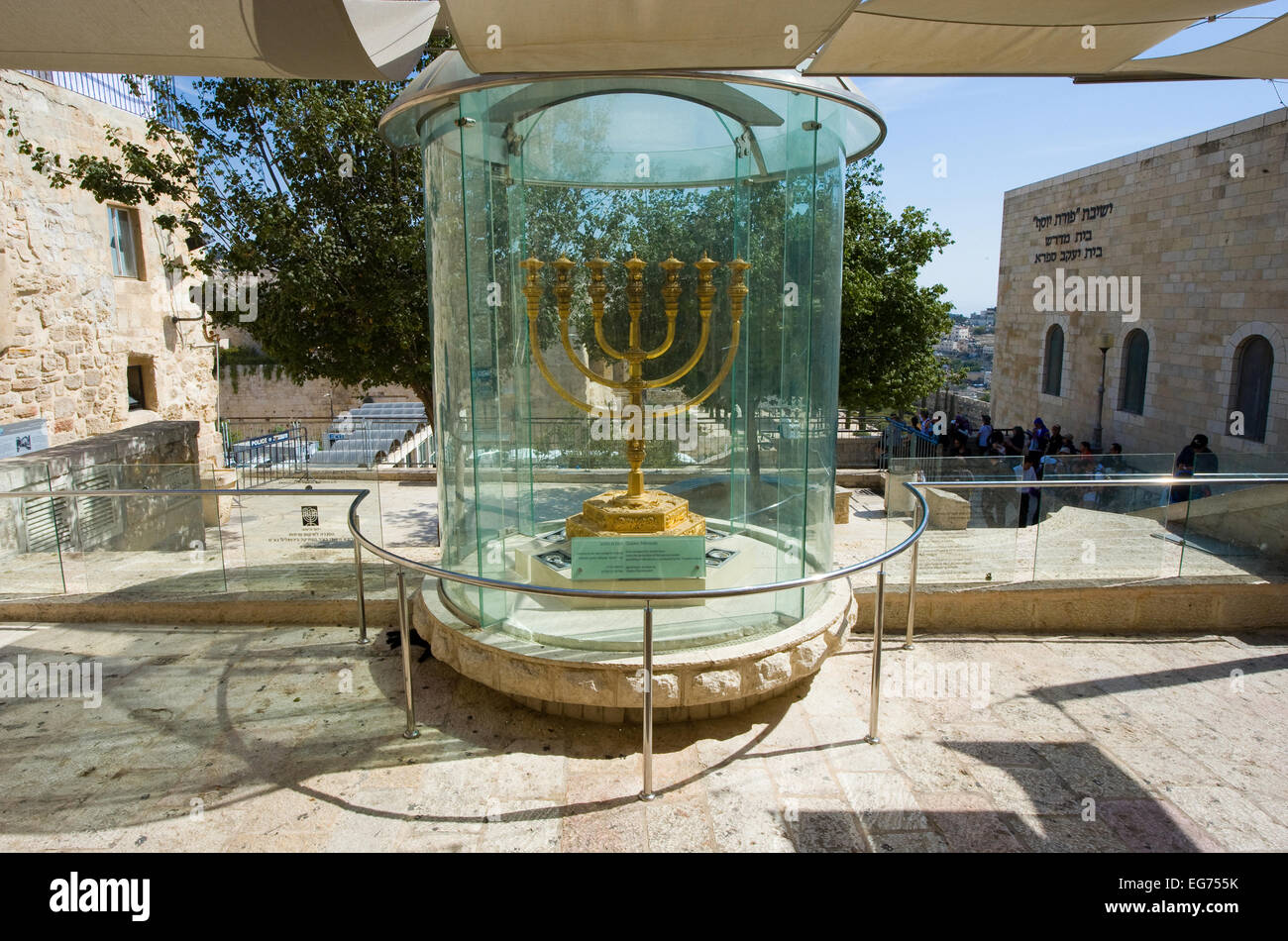 The golden menorah outside of 'the Temple Institute' wiil be used in