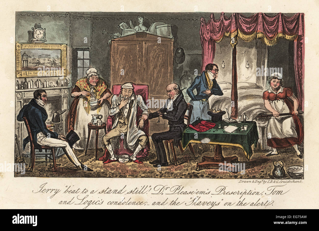 English Dandies And Doctor Visiting A Sick Man In His