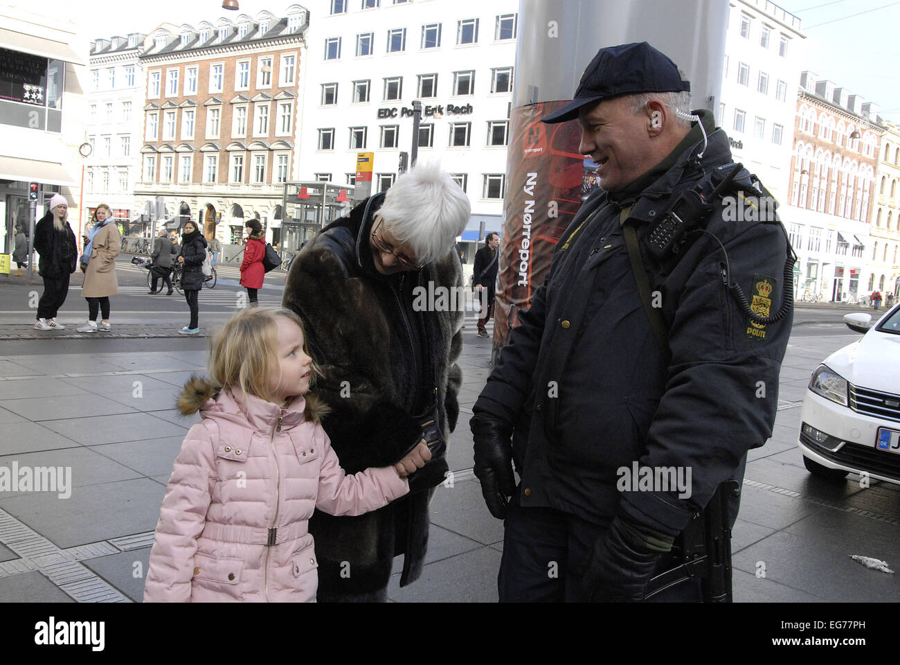 Copenhagen, Denmark. 18th February, 2015. Police presence on streets of Copenhagen. Credit:  Francis Dean/Alamy Live News Stock Photo