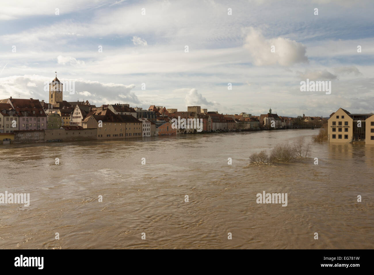 Germany Bavaria Flood Of River Danube In Regensburg Stock Photo Alamy