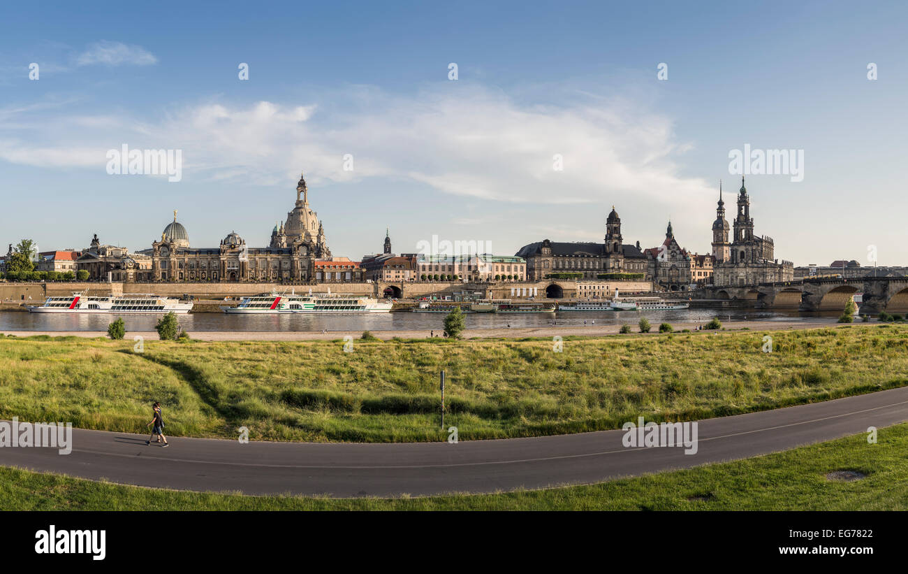 Germany, Saxony, Dresden, historic city center at River Elbe Stock Photo