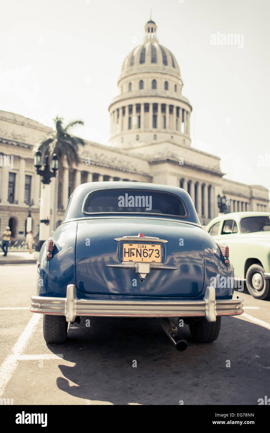 Vintage car in blue color hi-res stock photography and images - Alamy