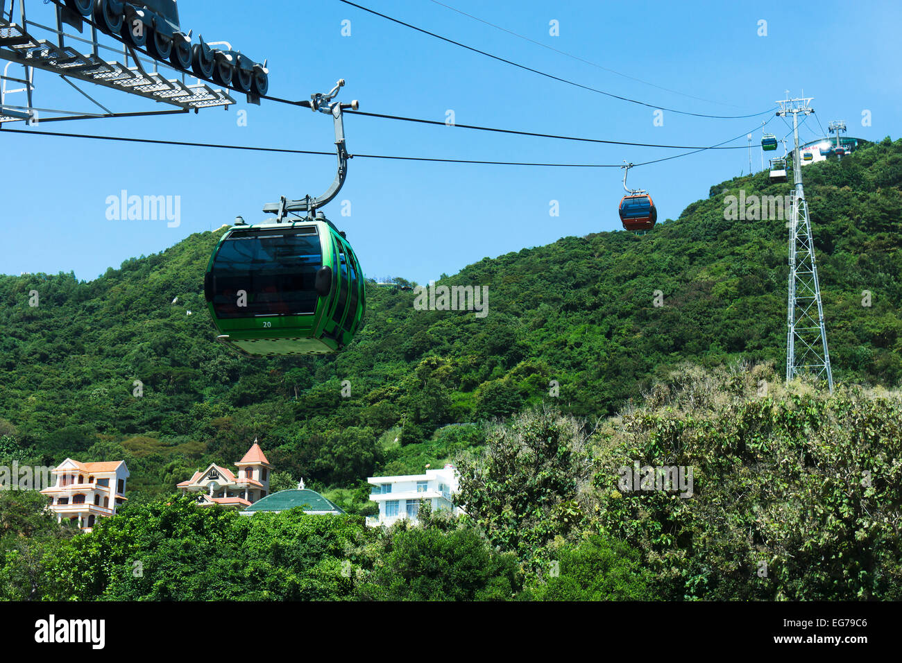 Vietnam, Vung Tau, cable car towards Big Mountain Tuong Ky Stock Photo