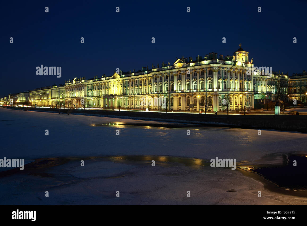 St. Petersburg, Russia,  Neva River, The Winter Palace, evening Stock Photo
