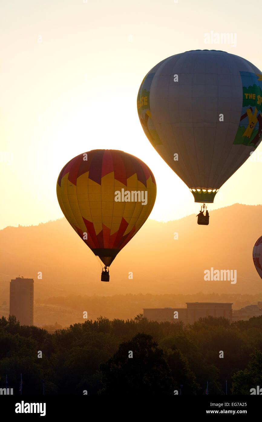 Hot air balloons over Boise, Idaho, USA. Stock Photo