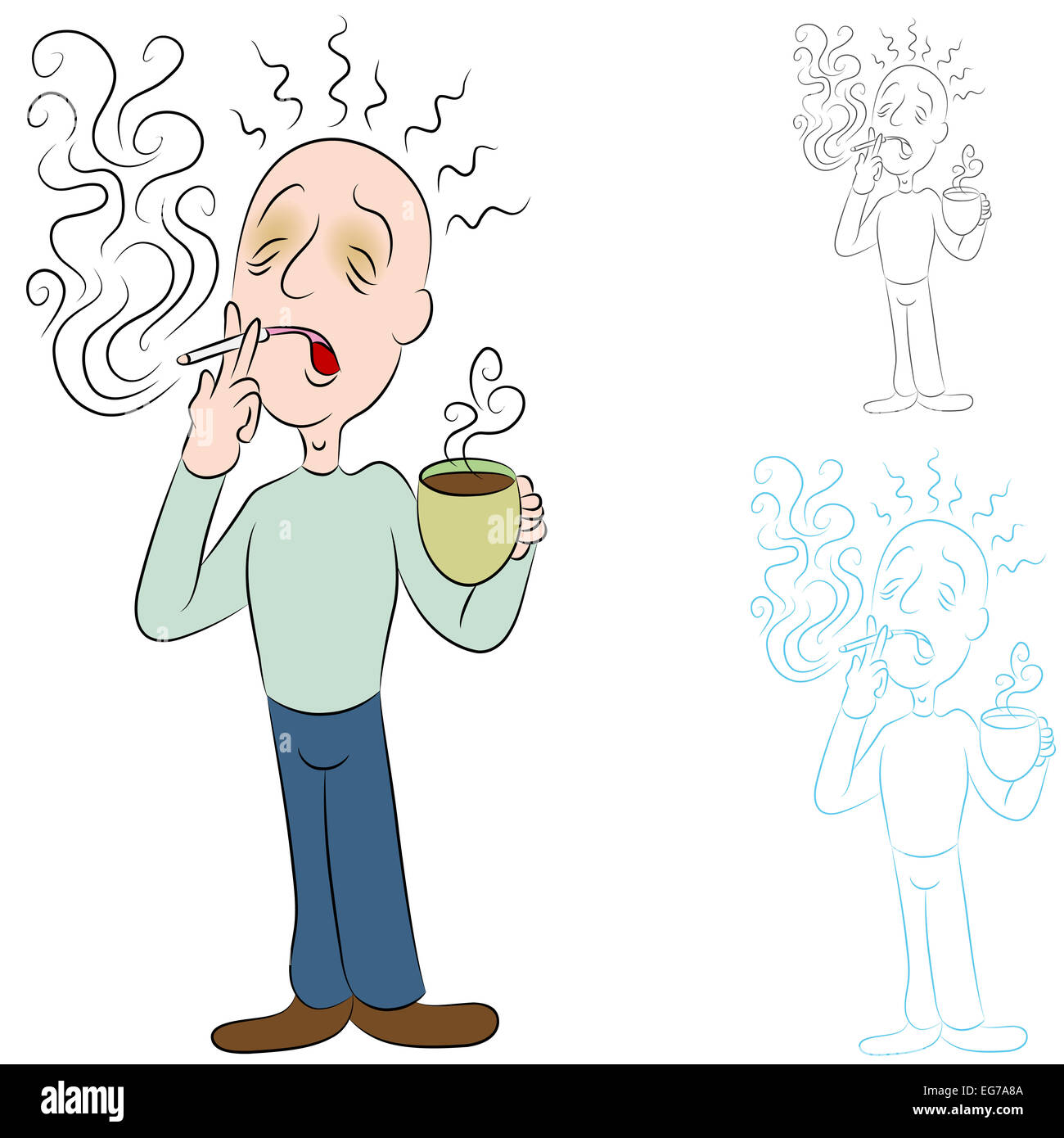 An image of a man sick from coffee and cigarettes Stock Photo Alamy