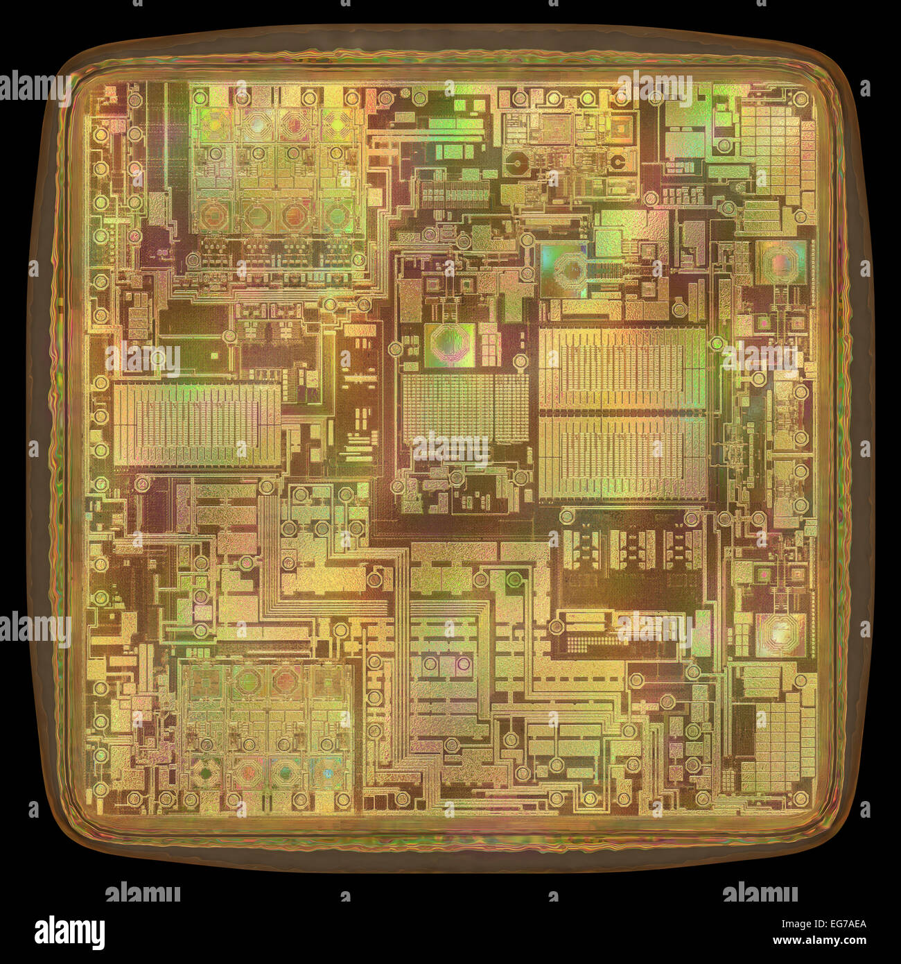 3D image concept of an expansion of the microchip's core. Stock Photo