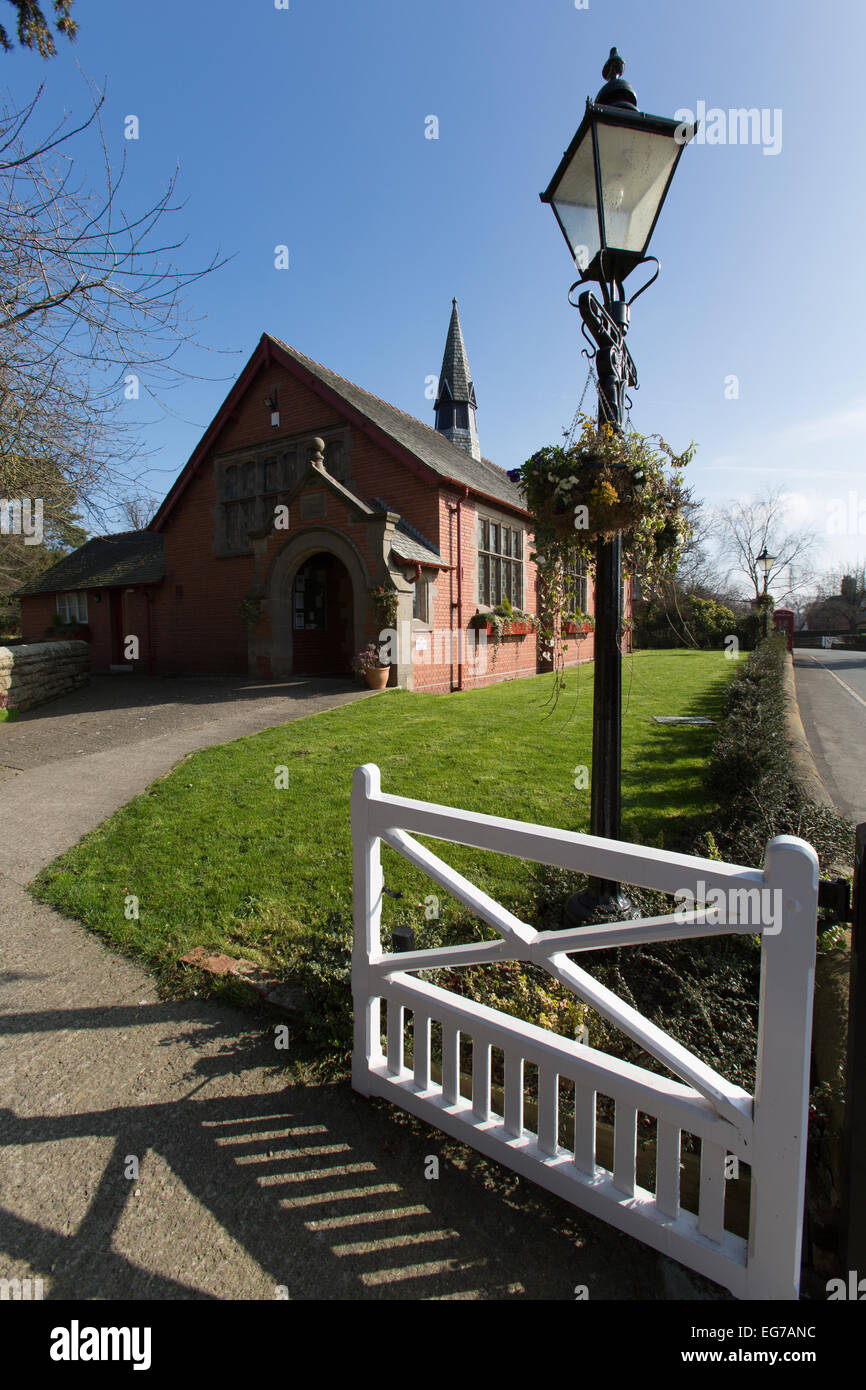 Village of Aldford, England. Picturesque view of Aldford Village Hall