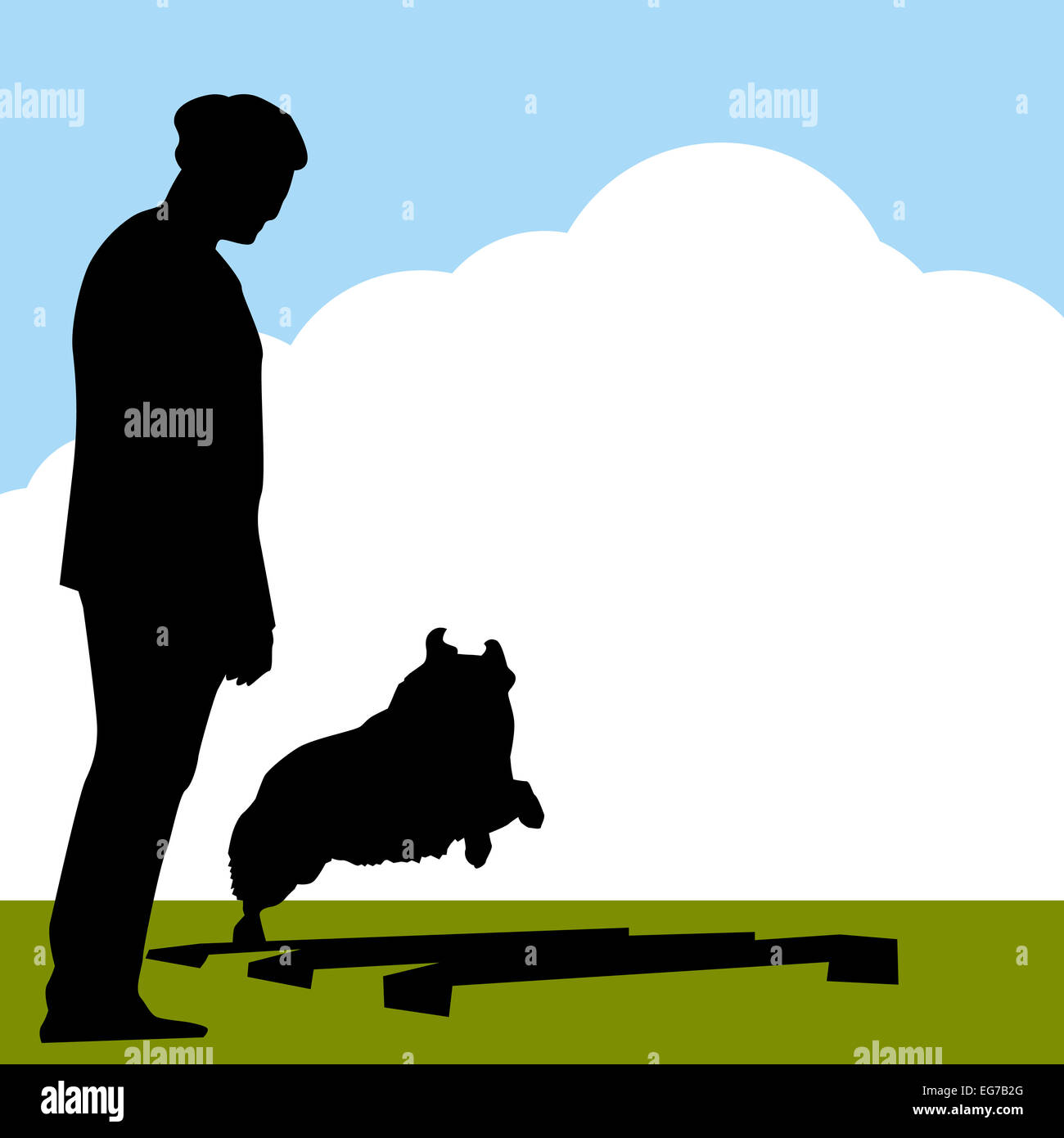 An image of border collie dog with trainer Stock Photo Alamy