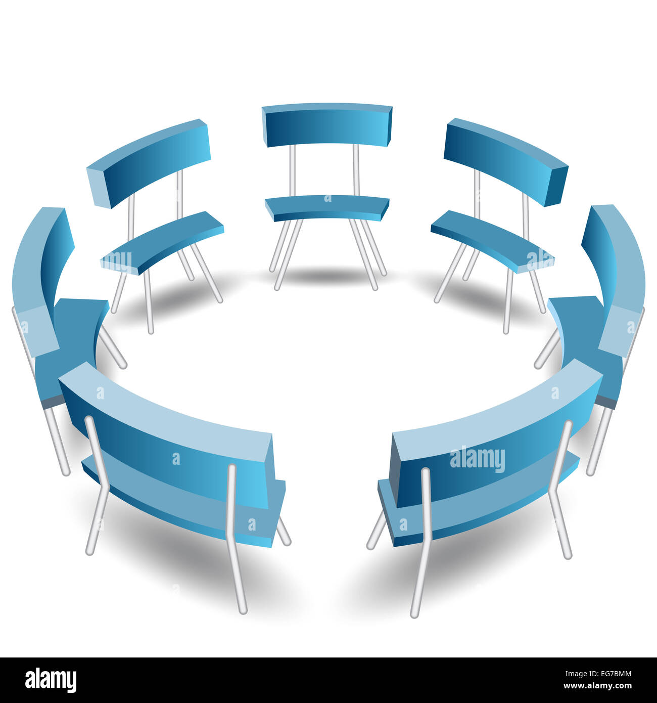 An image of a blue chairs in a circle formation Stock Photo Alamy