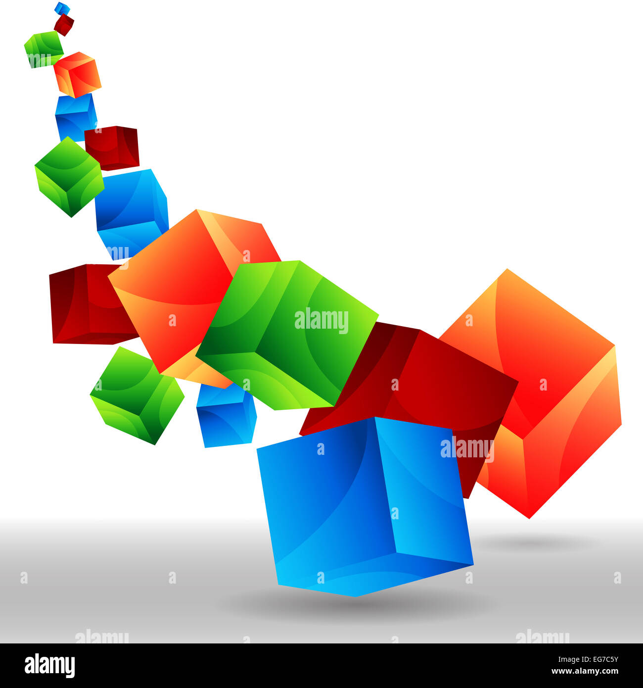 An image of falling 3d cubes. Stock Photo
