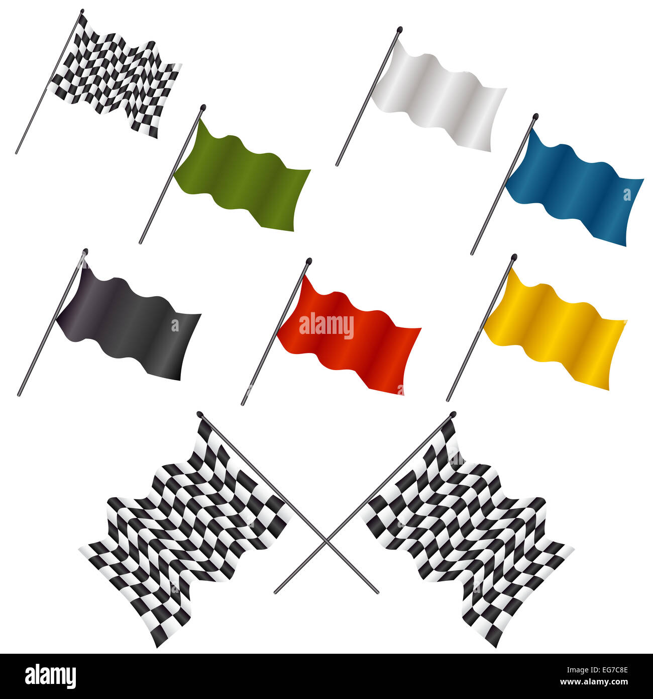 An image of a set of racing flags. Stock Photo