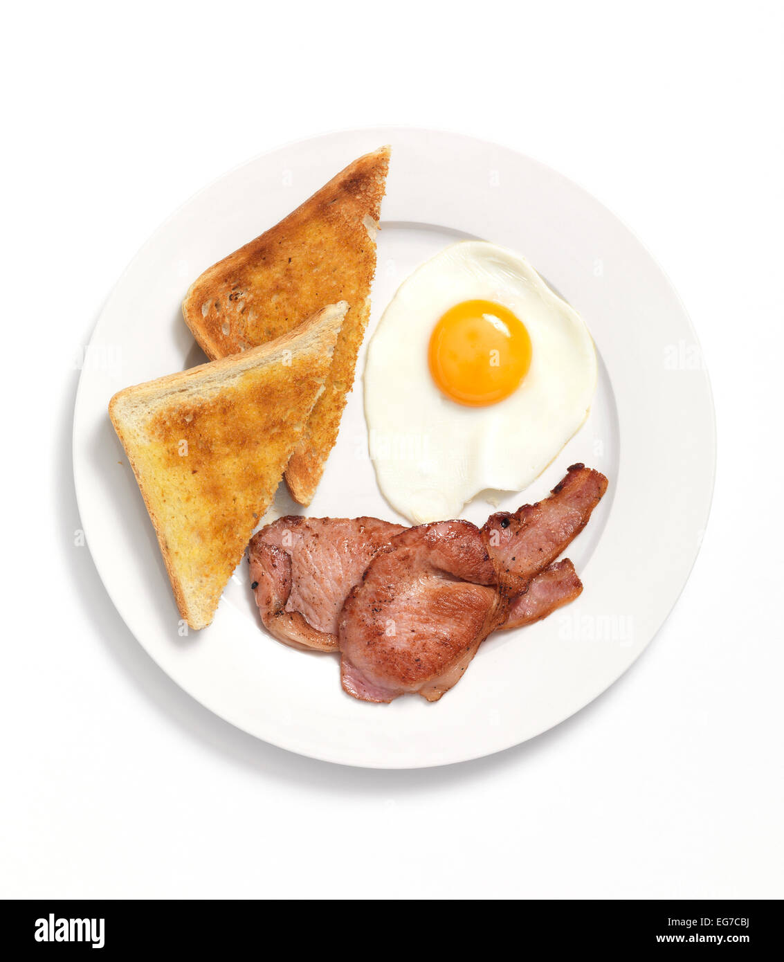 Fried Breakfast on white plate Stock Photo