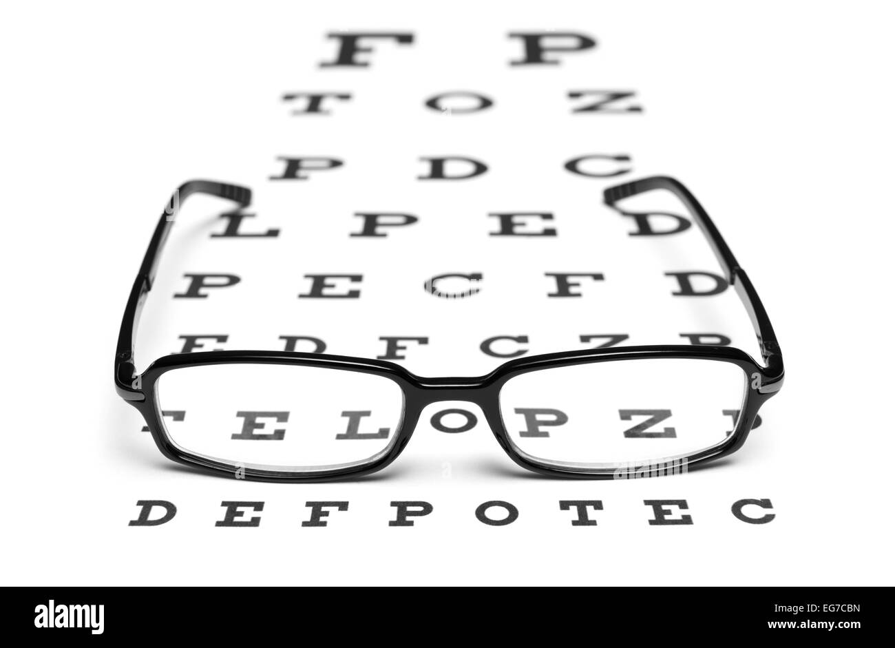 Glasses with an eye chart Stock Photo