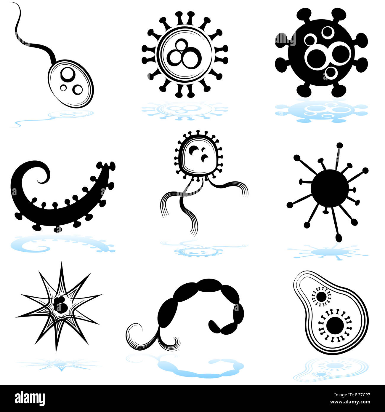 An image of a microscopic organism set. Stock Photo
