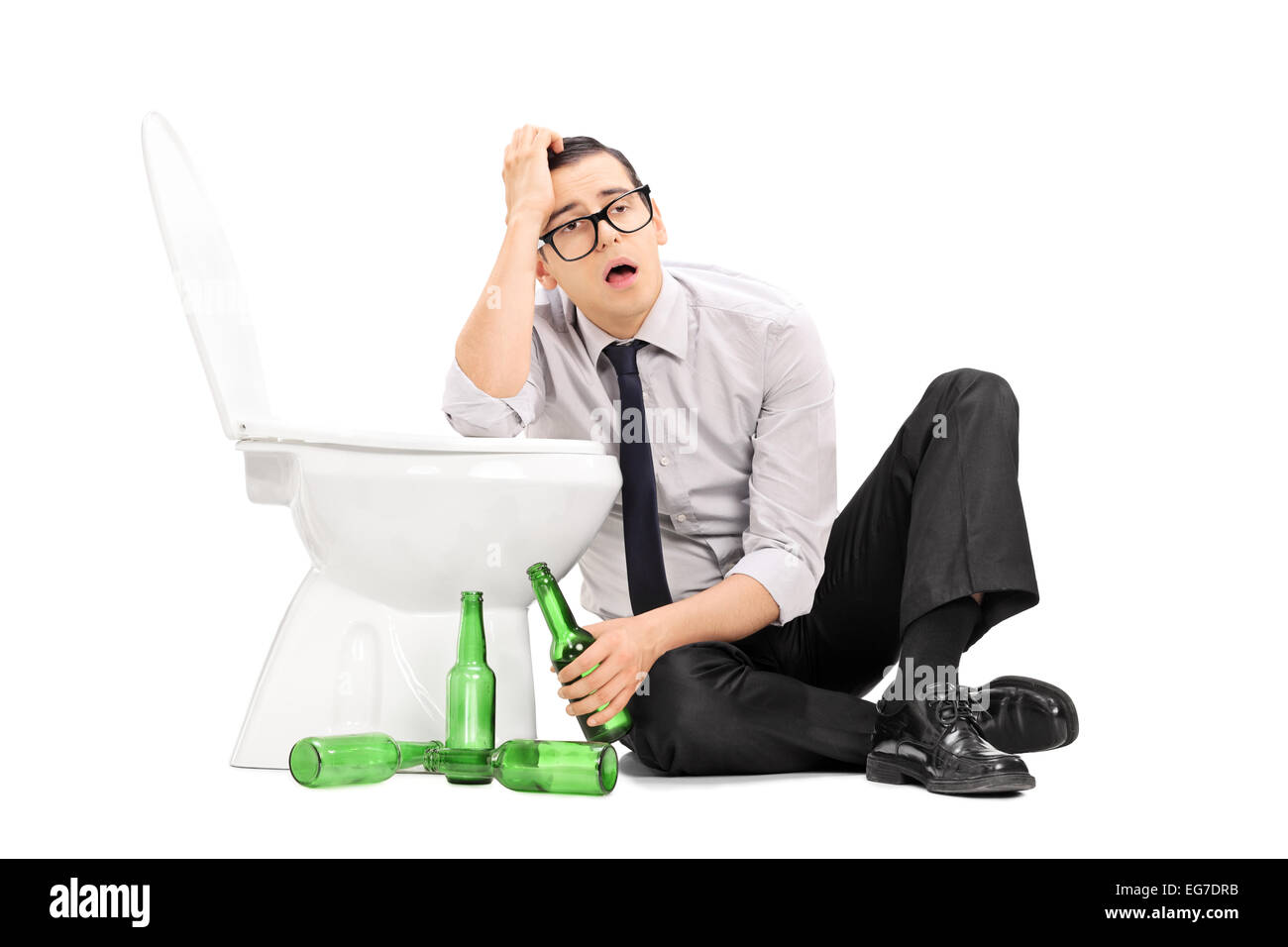 Man sitting on toilet seat Cut Out Stock Images & Pictures Alamy