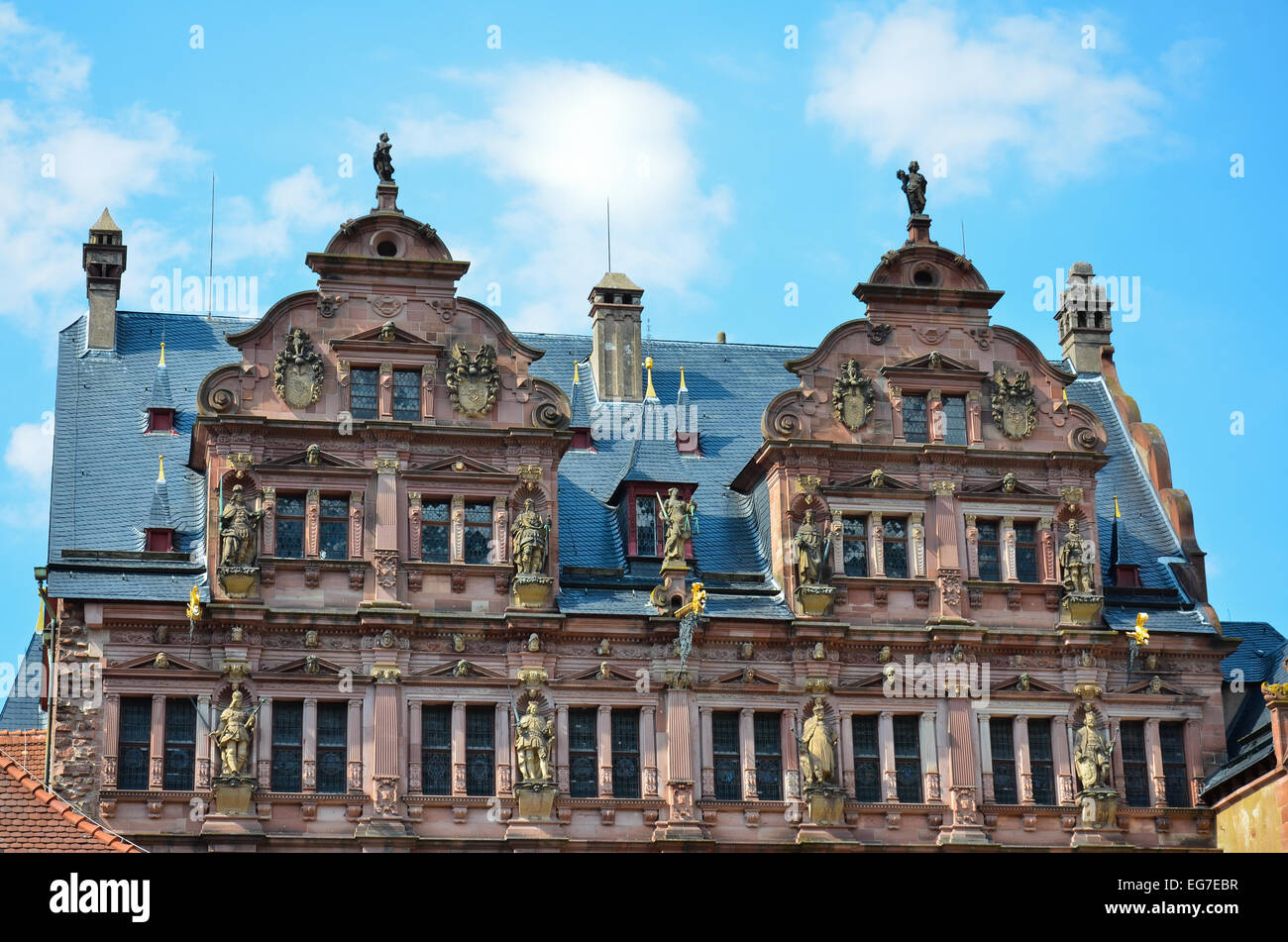 View of the splendid baroque facade of the castle Stock Photo