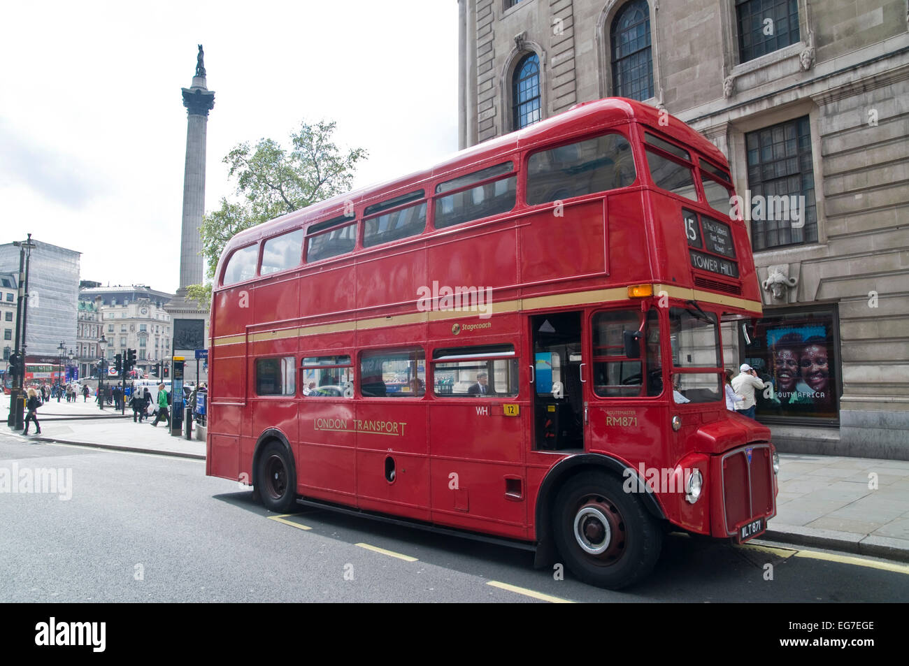 A classic red double decker routemaster bus from the 1960's Stock Photo