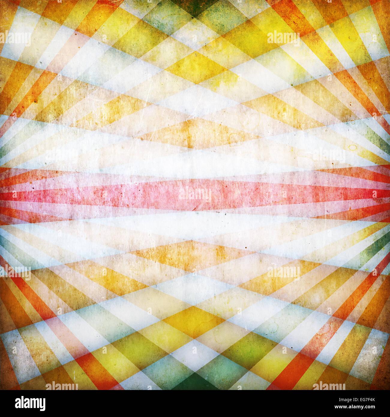 Vintage background with crossed multicolored sunbeams Stock Photo