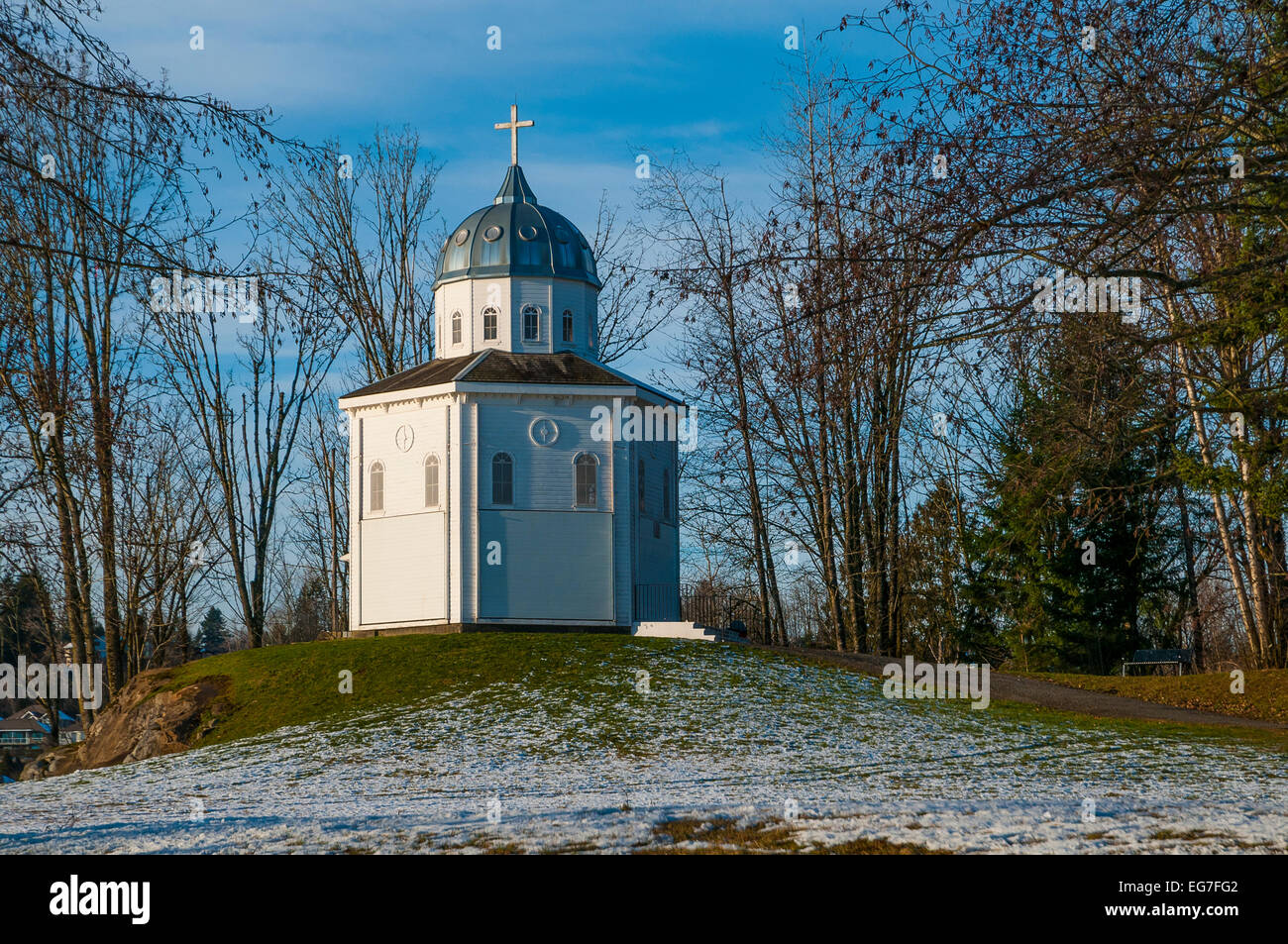 The Grotto (of our Lady of Lourdes) , Fraser River Heritage Park, Mission, British Columbia, Canada Stock Photo