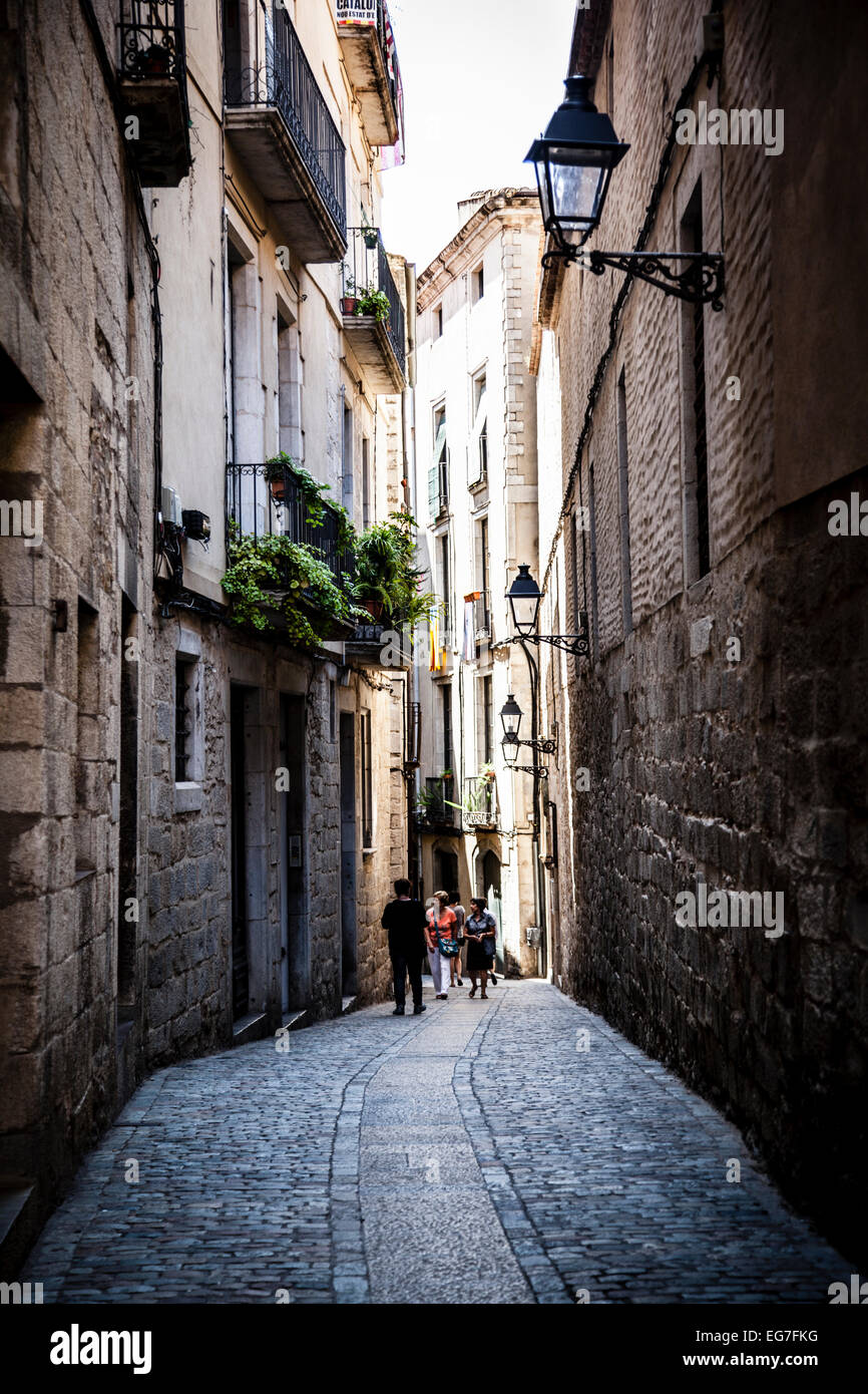 Street of Girona, Spain Stock Photo