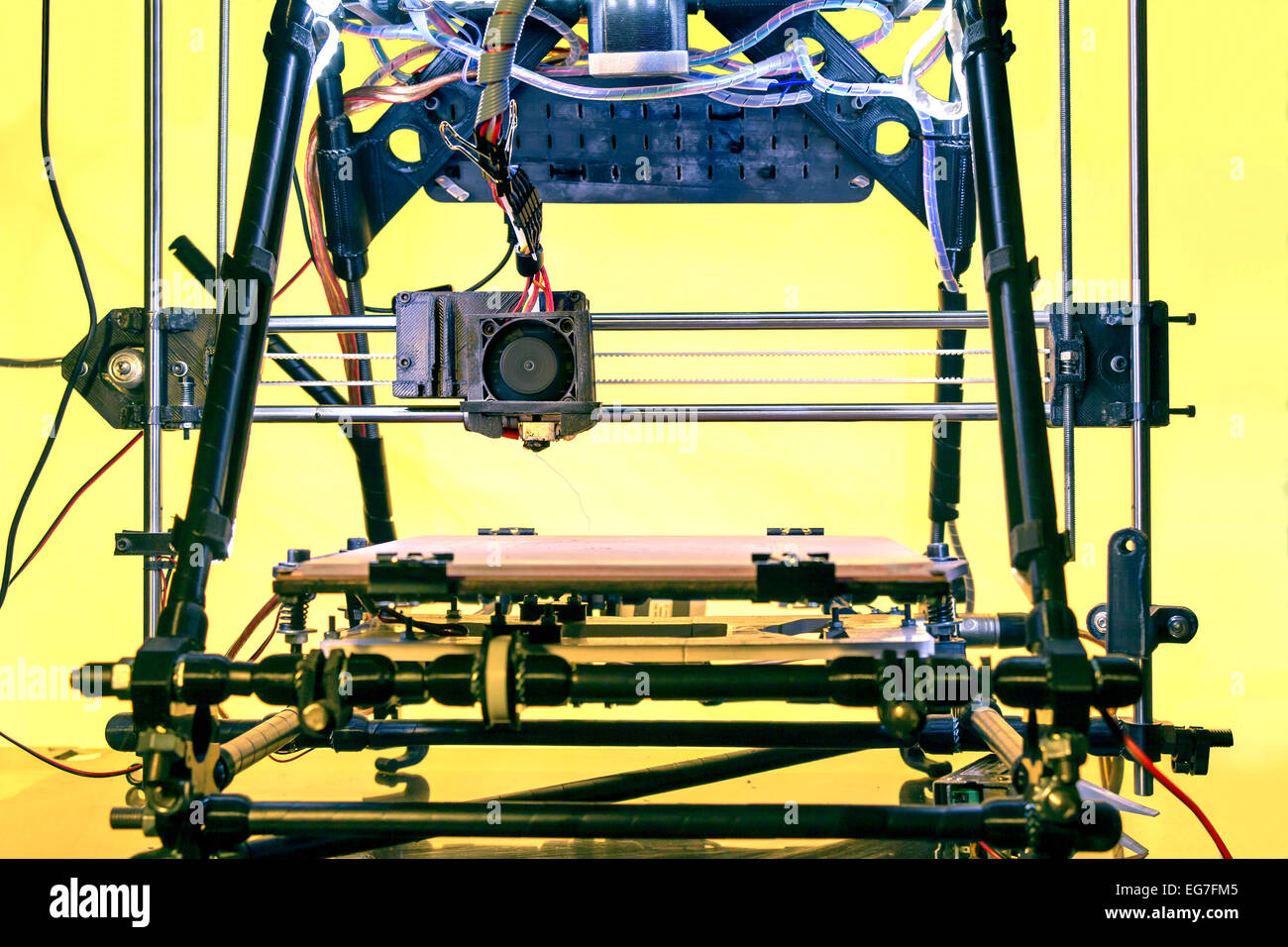 Open Source Three dimensional printer, Printing with Plastic Wire Stock Photo