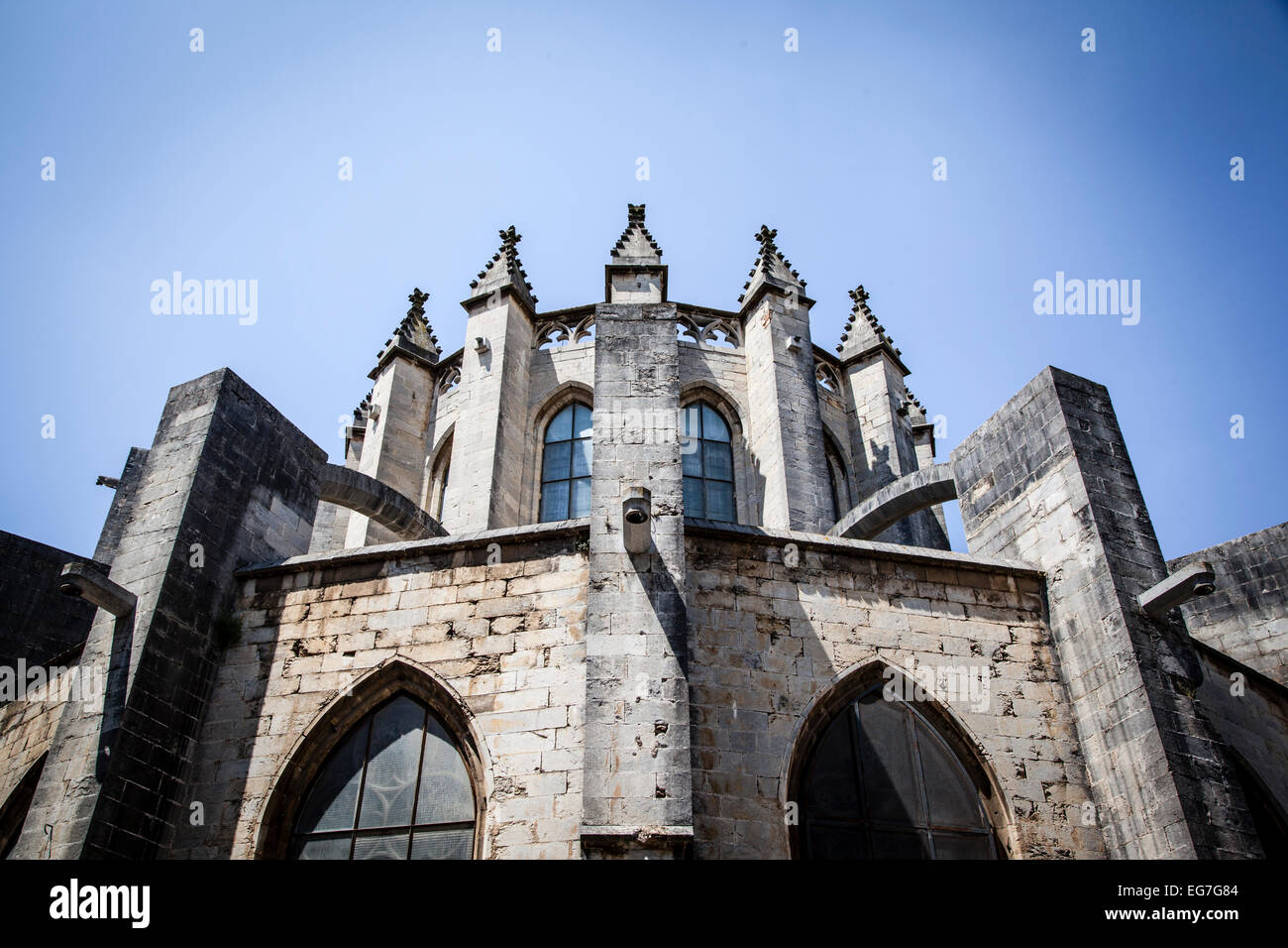 View of Girona - Gothic Cathedral Stock Photo