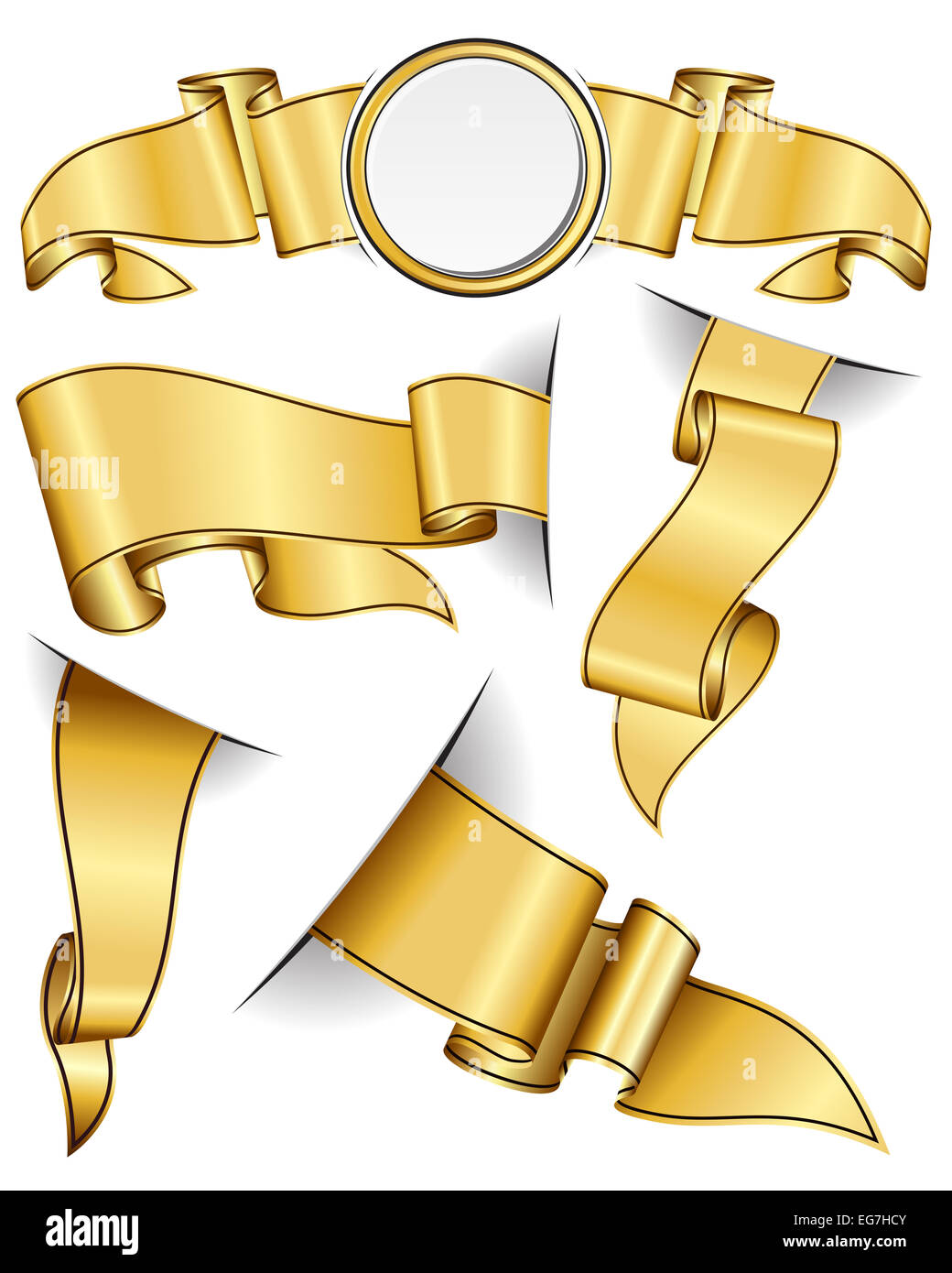 Gold ribbon collection Stock Photo - Alamy