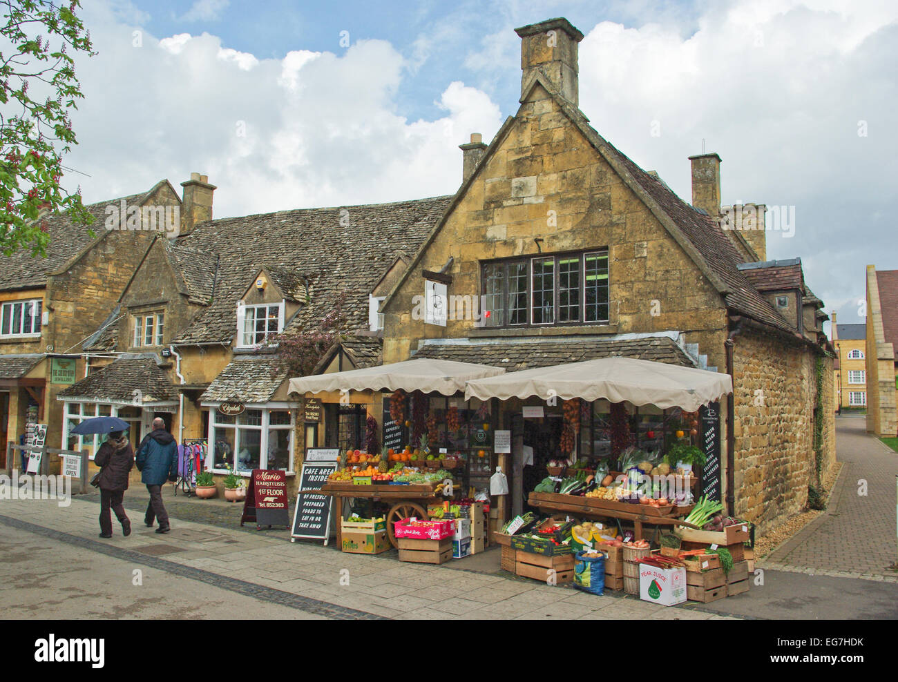 Grocer's shop, with a colourful exterior display, in the pretty