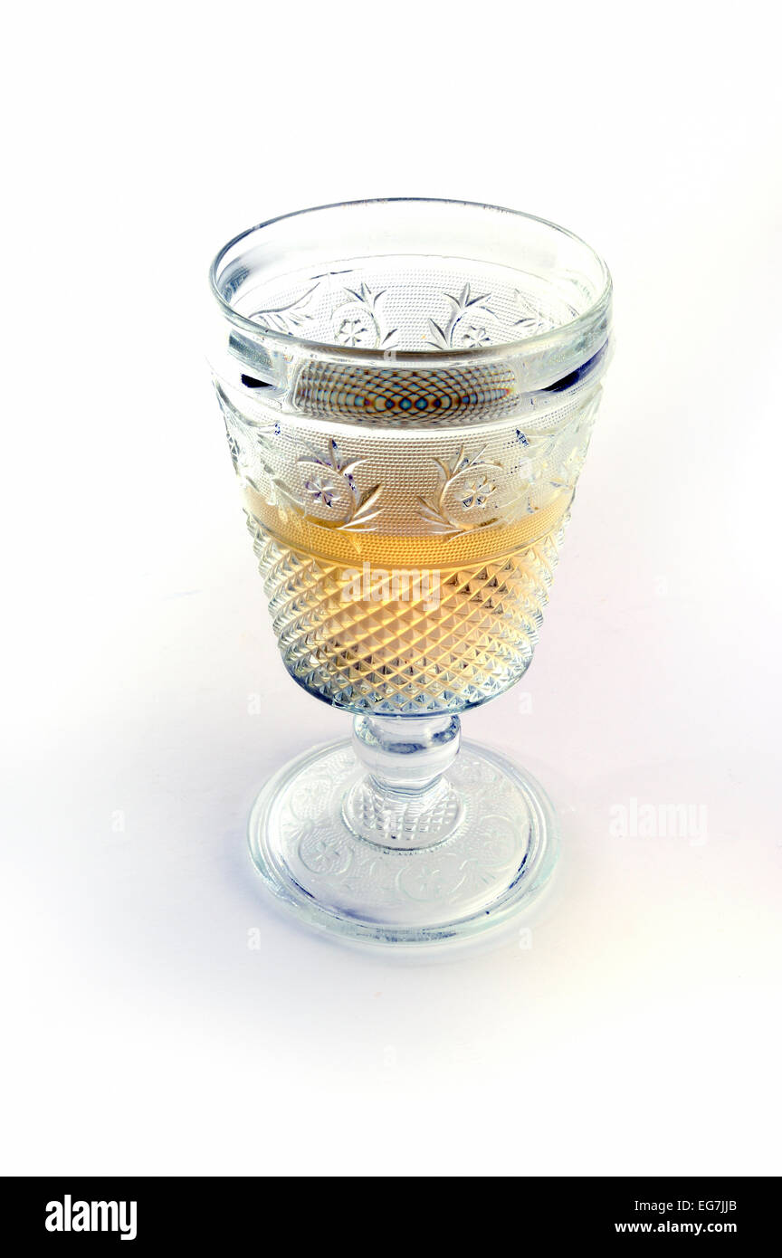 White wine in french pressed glass goblet Stock Photo Alamy