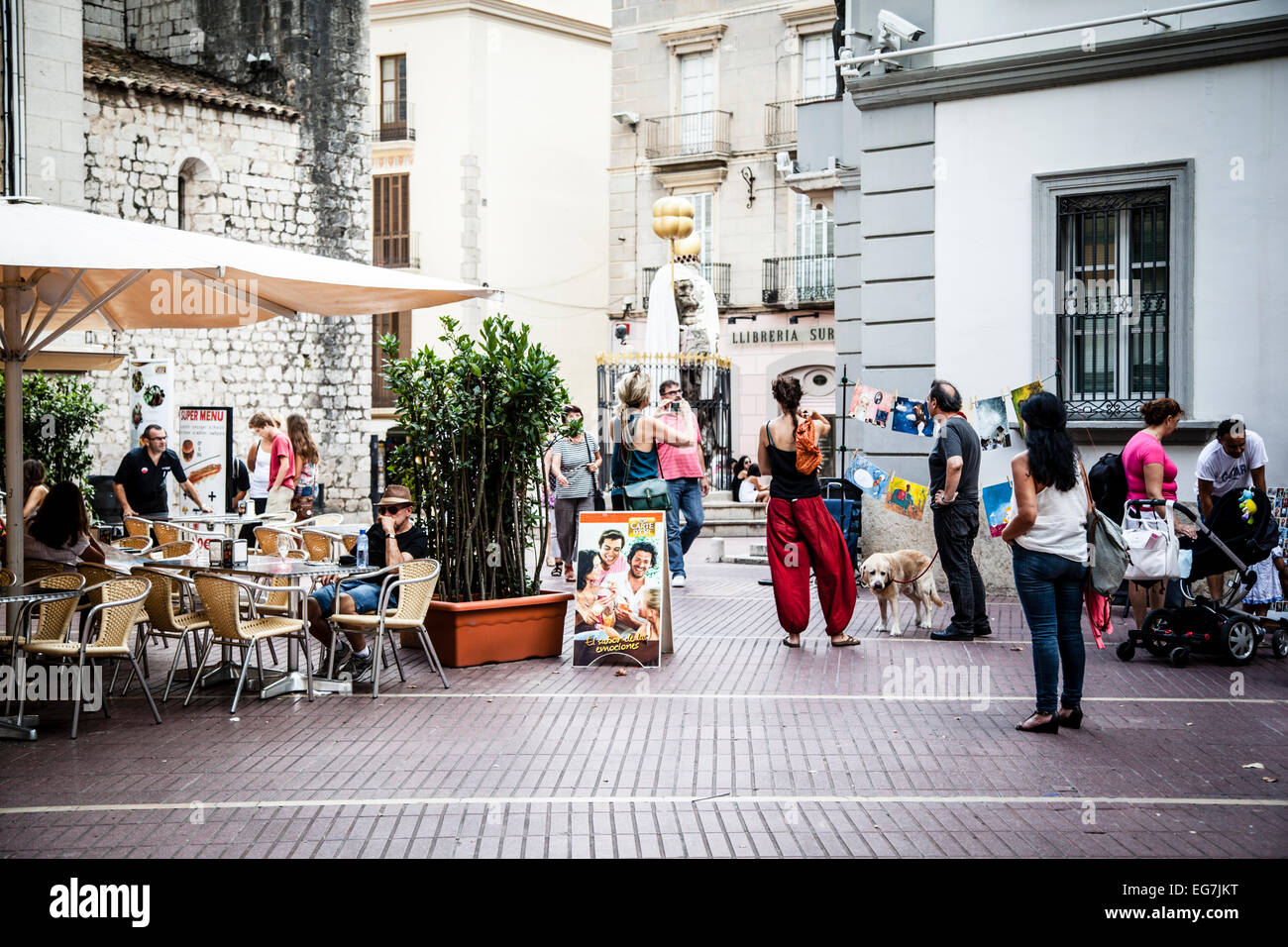 Shopping street in Figueres, Spain Stock Photo