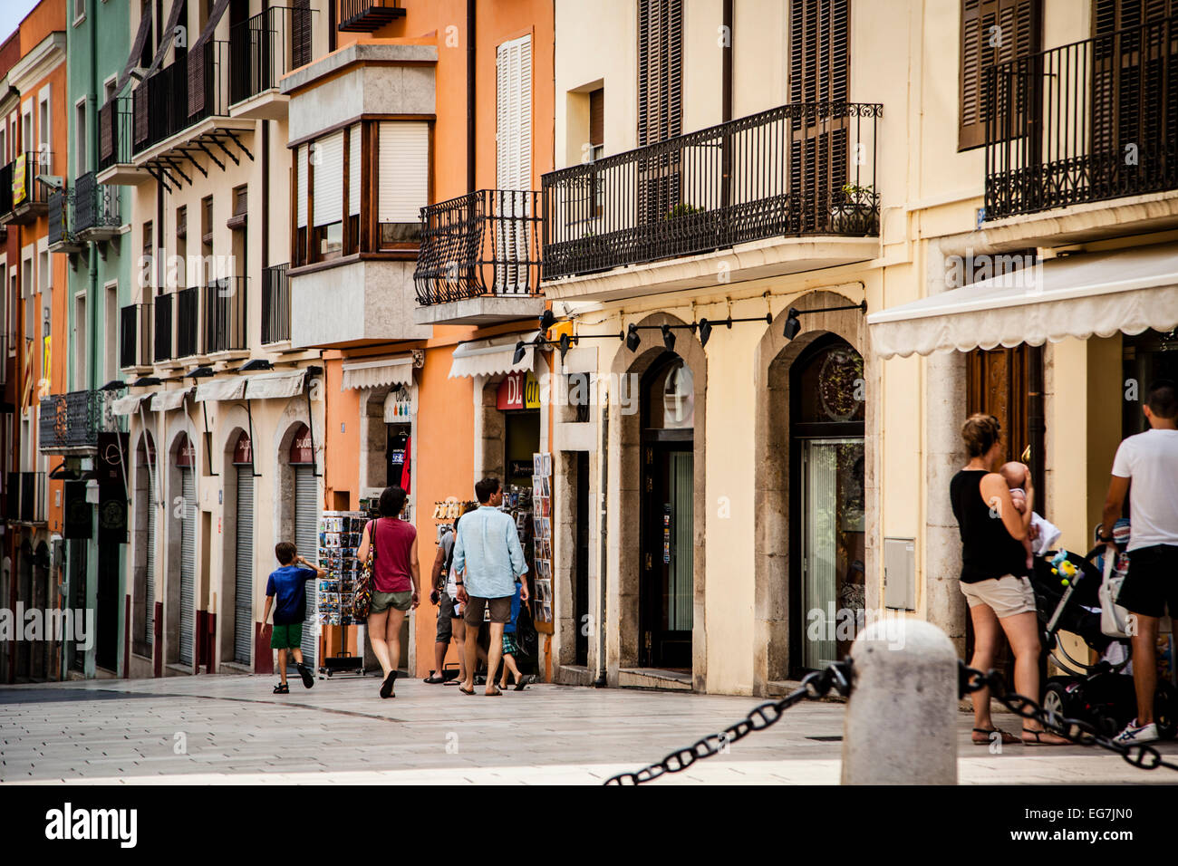 Shopping street in Figueres, Spain Stock Photo